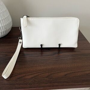 CHARMING CHARLIE 2 Toned White Grey Wallet Card Phone Holder Purse Zipper